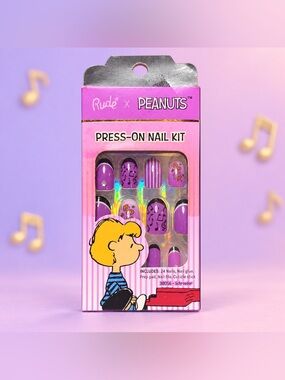 Rude x Peanuts Schroeder Press-On Nail Kit Purple Music Nails NIB